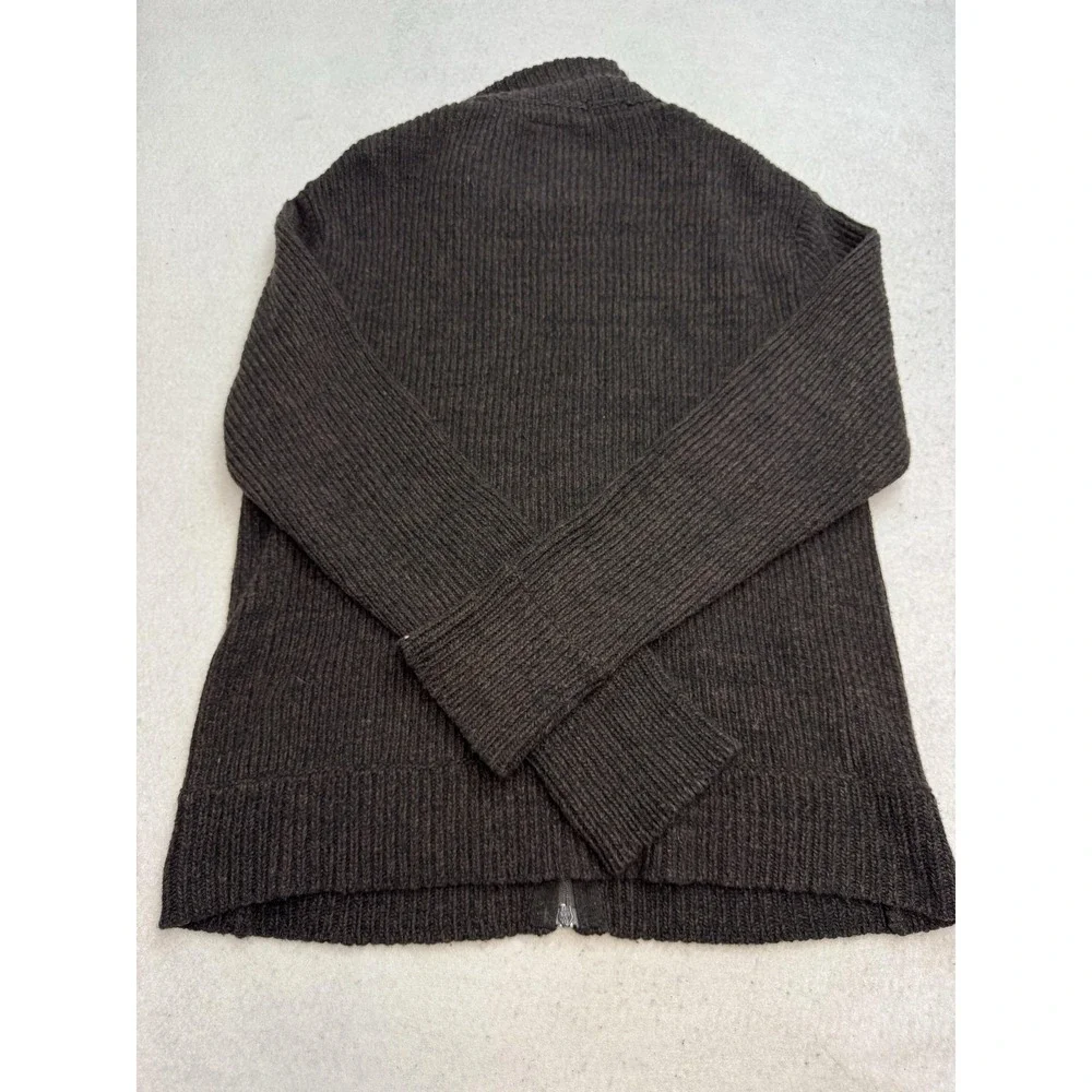 Relwen Sweater Mens XL Brown Wool Nylon Full Zip Mock Neck Knit Thumbholes